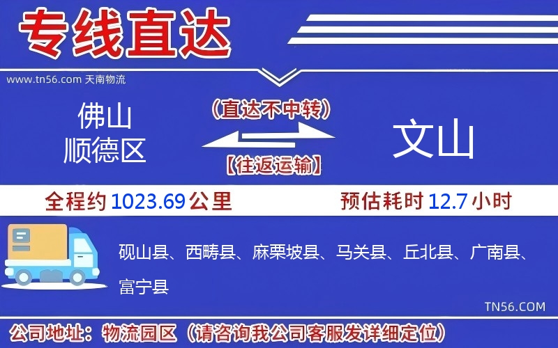 佛山順德區(qū)到文山物流公司