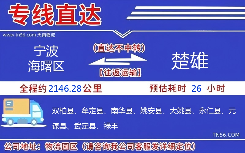 寧波海曙區(qū)到楚雄物流公司